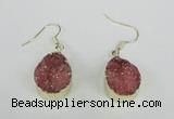 NGE86 15*20mm teardrop druzy agate gemstone earrings wholesale