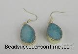 NGE87 15*20mm teardrop druzy agate gemstone earrings wholesale