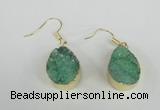 NGE88 15*20mm teardrop druzy agate gemstone earrings wholesale