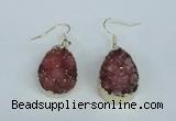 NGE91 18*25mm teardrop druzy agate gemstone earrings wholesale