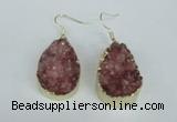 NGE96 20*30mm teardrop druzy agate gemstone earrings wholesale