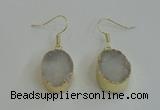 NGE98 15*20mm oval druzy agate gemstone earrings wholesale