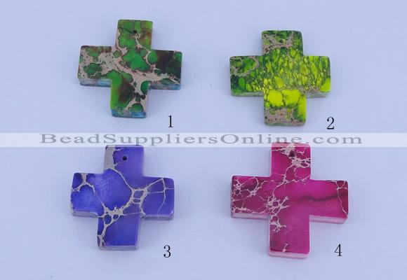 NGP01 5PCS 35*35mm cross dyed imperial jasper pendants wholesale