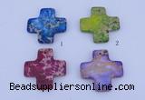 NGP02 5PCS 45*45mm cross dyed imperial jasper pendants wholesale