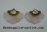 NGP1076 8*40*50mm rose quartz pendants with brass setting