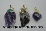 NGP1090 20*30mm - 25*50mm nuggets amethyst gemstone pendants