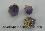 NGP1093 18*25mm - 25*40mm faceted nuggets amethyst pendants