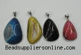 NGP1098 25*30 - 30*45mm freeform druzy agate pendants with brass setting