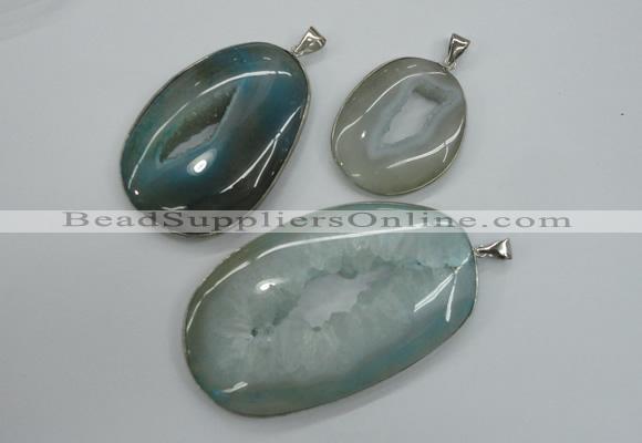 NGP1100 30*40 - 50*70mm freeform druzy agate pendants with brass setting