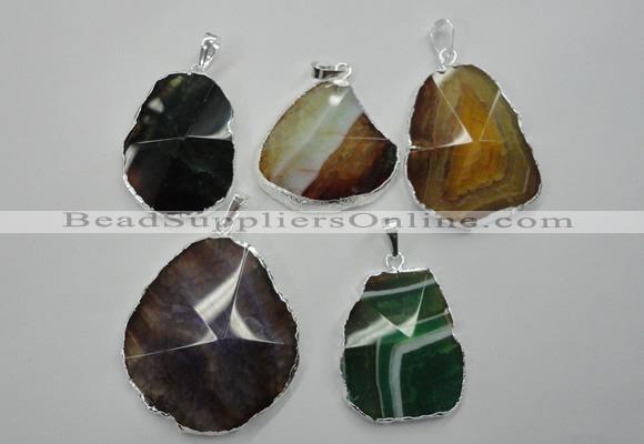 NGP1101 25*35 - 40*50mm freeform druzy agate pendants with brass setting