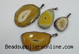 NGP1105 30*40 - 40*55mm freeform druzy agate pendants with brass setting