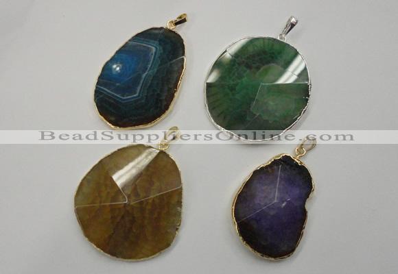 NGP1110 30*40 - 40*50mm freeform druzy agate pendants with brass setting