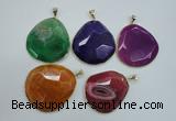 NGP1111 40*50 - 50*55mm freeform druzy agate pendants with brass setting