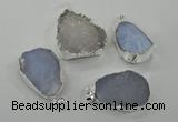 NGP1135 25*35mm - 40*45mm freeform druzy agate pendants with brass setting