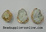 NGP1142 25*35mm - 40*45mm freeform druzy agate pendants with brass setting