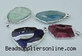 NGP1148 25*35mm - 35*45mm freeform druzy agate pendants with brass setting