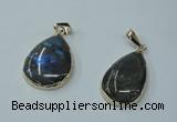 NGP1158 20*30mm - 25*35mm freeform labradorite pendants with brass setting