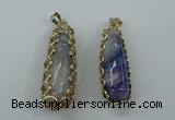 NGP1160 18*60mm - 20*65mm freeform agate pendants with brass setting