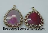 NGP1162 50*55mm - 52*60mm freeform agate pendants with brass setting