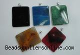 NGP1280 43*52mm rectangle agate pendants with brass setting