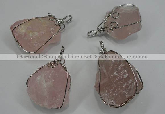 NGP1292 18*30mm – 25*35mm nuggets rose quartz pendants