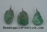 NGP1293 18*30mm – 25*35mm nuggets green fluorite pendants