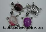 NGP1295 43*60mm tortoise agate pendants with crystal pave alloy settings