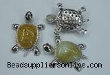 NGP1296 43*60mm tortoise agate pendants with crystal pave alloy settings