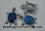 NGP1298 43*60mm tortoise agate pendants with crystal pave alloy settings