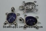 NGP1299 43*60mm tortoise agate pendants with crystal pave alloy settings