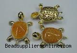 NGP1304 43*60mm tortoise agate pendants with crystal pave alloy settings