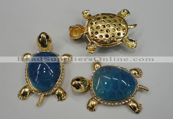 NGP1307 43*60mm tortoise agate pendants with crystal pave alloy settings