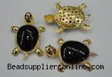 NGP1308 43*60mm tortoise agate pendants with crystal pave alloy settings