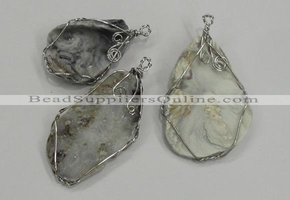 NGP1314 30*40mm - 40*60mm freeform agate pendants with brass setting