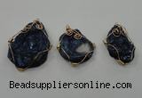 NGP1322 30*40mm - 45*60mm freeform agate pendants with brass setting