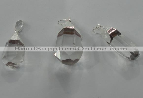 NGP1356 15*30mm - 20*35mm faceted nuggets white crystal pendants