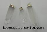 NGP1359 10*45mm - 15*75mm carved white crystal pendants