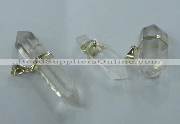 NGP1361 12*35mm - 16*55mm faceted nuggets white crystal pendants