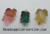 NGP1365 30*40mm - 35*45mm leaf agate pendants with brass setting