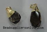 NGP1391 15*25mm - 20*35mm faceted nuggets smoky quartz pendants