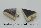 NGP1401 30*35mm - 35*40mm triangle druzy amethyst pendants wholesale