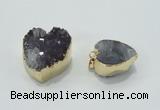 NGP1404 20*25mm - 25*30mm heart druzy amethyst pendants wholesale