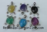 NGP1436 43*60mm tortoise agate pendants with crystal pave alloy settings