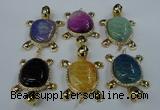 NGP1437 43*60mm tortoise agate pendants with crystal pave alloy settings