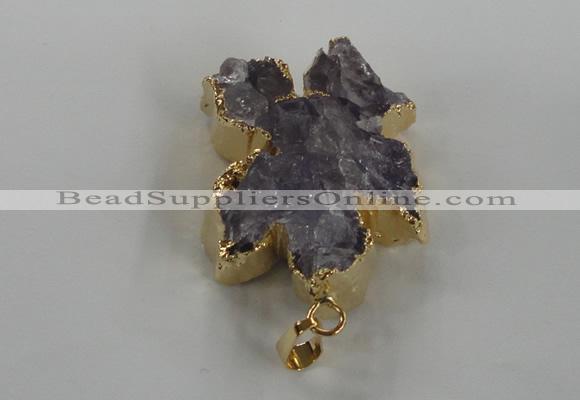 NGP1468 30*35mm - 35*40mm starfish druzy amethyst gemstone pendants