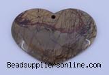 NGP148 2pcs 35*50mm heart fashion picasso jasper gemstone pendants