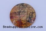 NGP149 2pcs 40mm flat round picasso jasper gemstone pendants