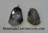 NGP1490 30*45mm - 40*50mm freeform plated druzy agate pendants