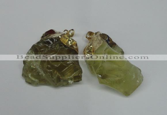 NGP1502 20*30mm - 25*50mm nuggets lemon quartz pendants