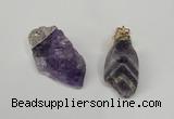 NGP1504 20*30mm - 25*50mm nuggets amethyst gemstone pendants